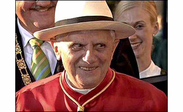 Benedict XVI in a laymans summer hat